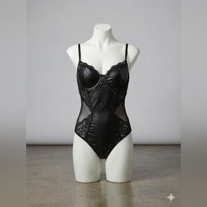 Elegant Black Lace and Mesh Bodysuit